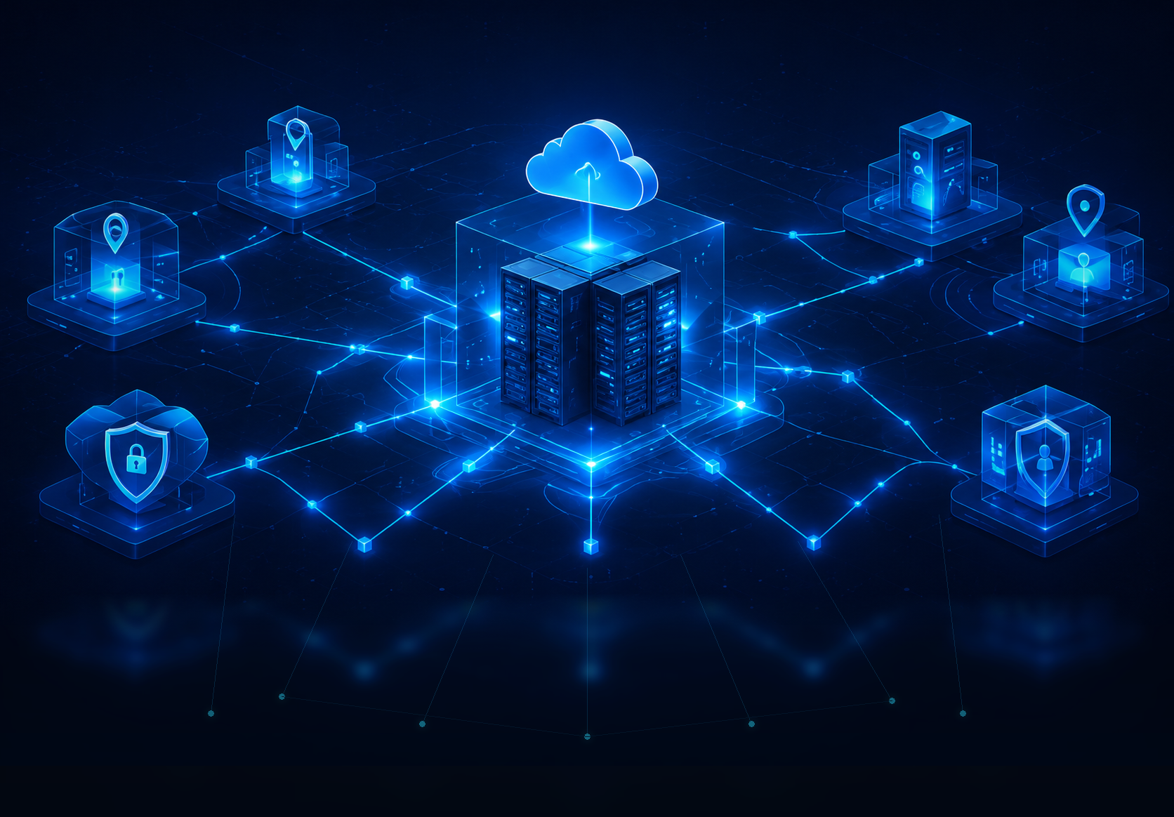 Infraestrutura segura integrando rede, servidores, cloud, filiais e usuários